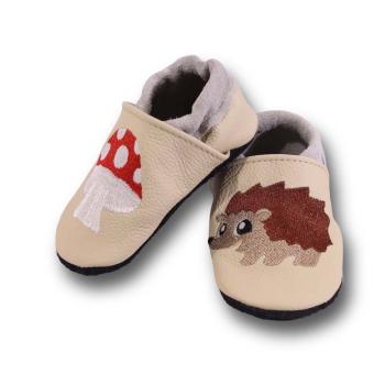 Krabbelschuhe Igel und Pilz